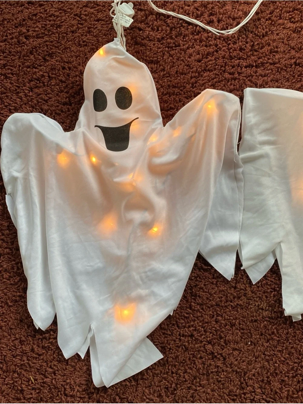 Halloween Ghost String Lights With 3 Fabric Ghosts Set Works Holiday Party Large
